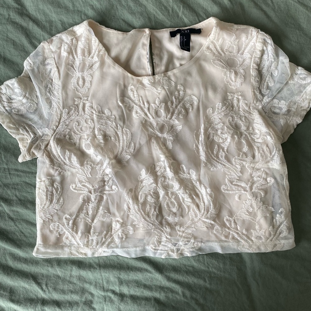 Cream Lace Crop Top